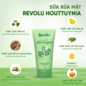 Sữa rửa mặt ngừa mụn, trắng da Houttuynia (tinh chất diếp cá) Sua rua mat tinh chat diep ca Revolu Houttuynia ngua mun trang da 150g 1
