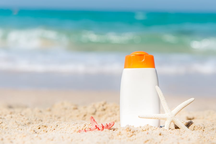 Sunscreen on beach