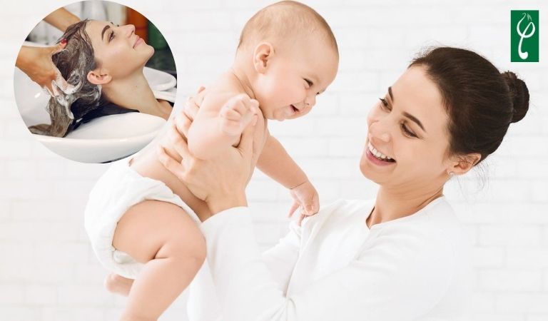 Sau sinh gội đầu bằng dầu gội có được không