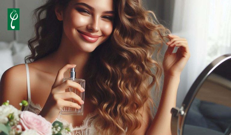 Xịt nước hoa lên tóc