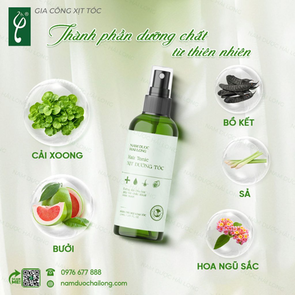 gia công xịt dưỡng tóc organic