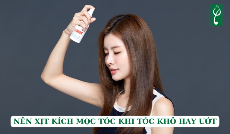 Nên xịt kích mọc tóc khi tóc khô hay ướt