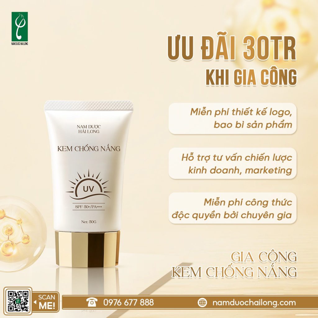 Nam Dược Hải Long sản xuất kem chống nắng kiềm dầu chuyên nghiệp gia công kem chống nắng kiềm dầu