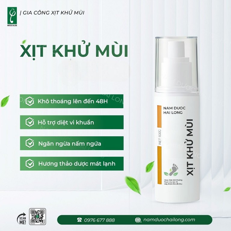 Nam Dược Hải Long gia công xịt khử mùi số lượng ít trọn gói, chuẩn CGMP, hỗ trợ A–Z