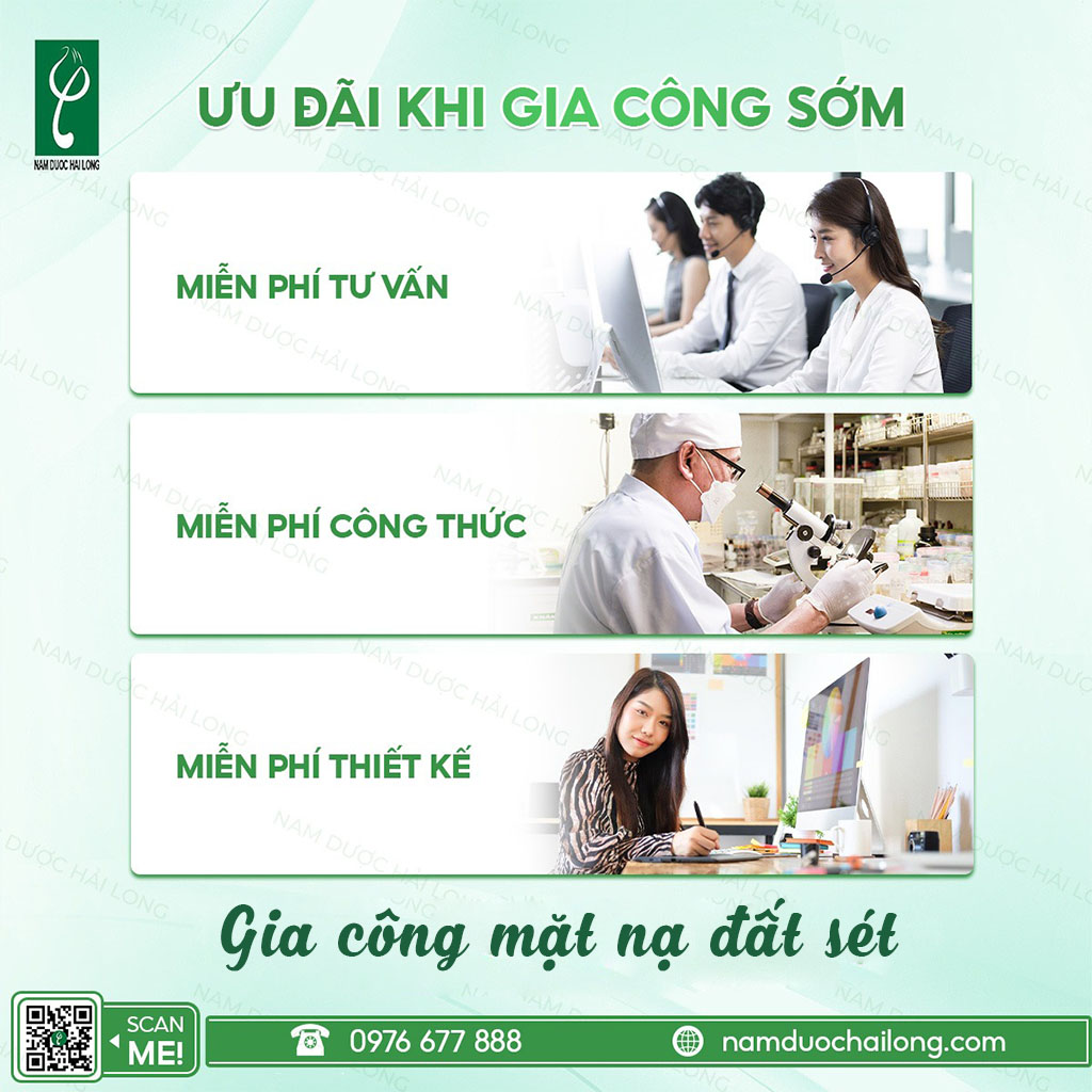 Nam Dược Hải Long gia công mặt nạ đất sét giá tốt với nhiều ưu đãi hấp dẫn gia công mặt nạ đất sét
