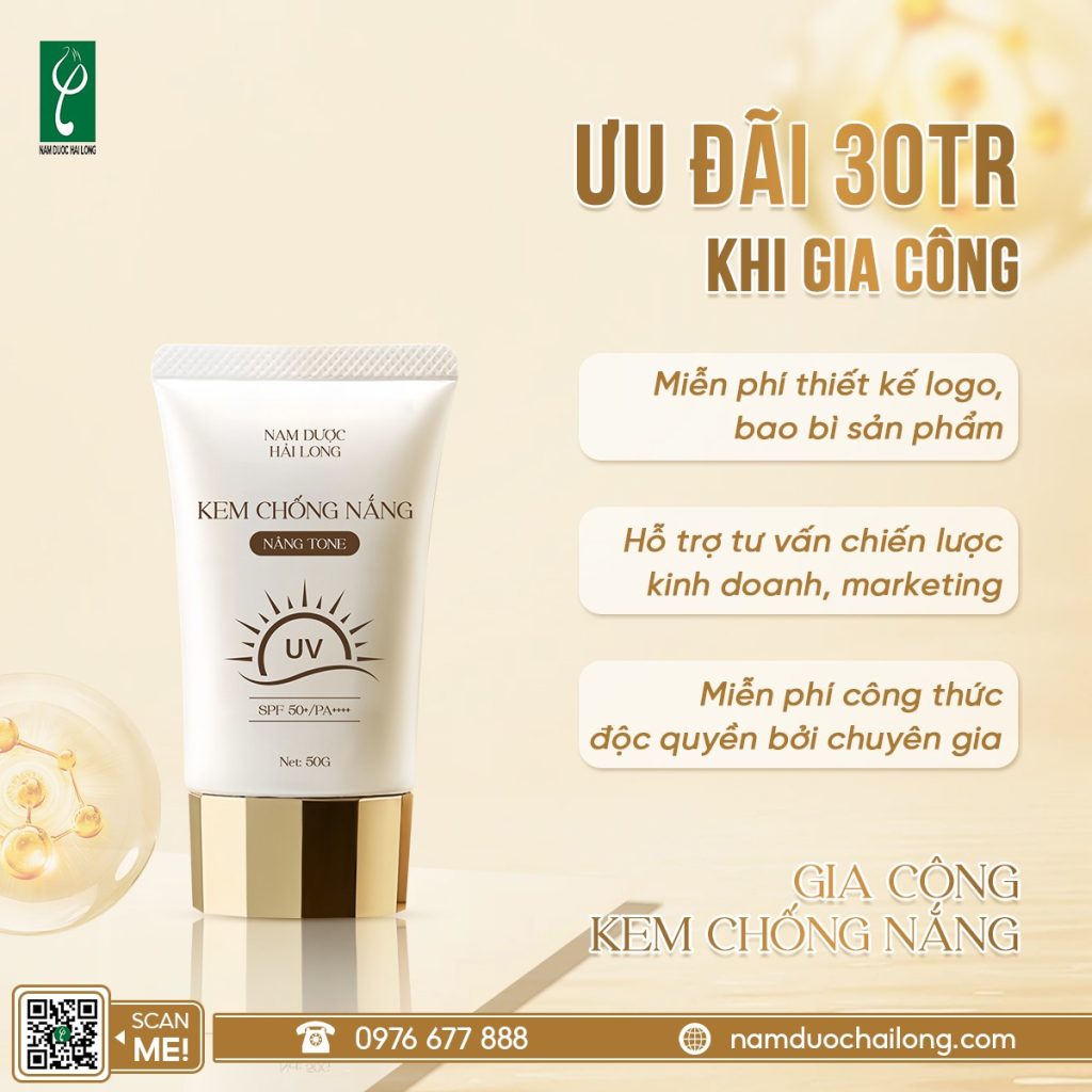 Nam Dược Hải Long gia công kem chống nắng chuyên nghiệp và chuẩn xu hướng thị trường gia công kem chống nắng uy tín