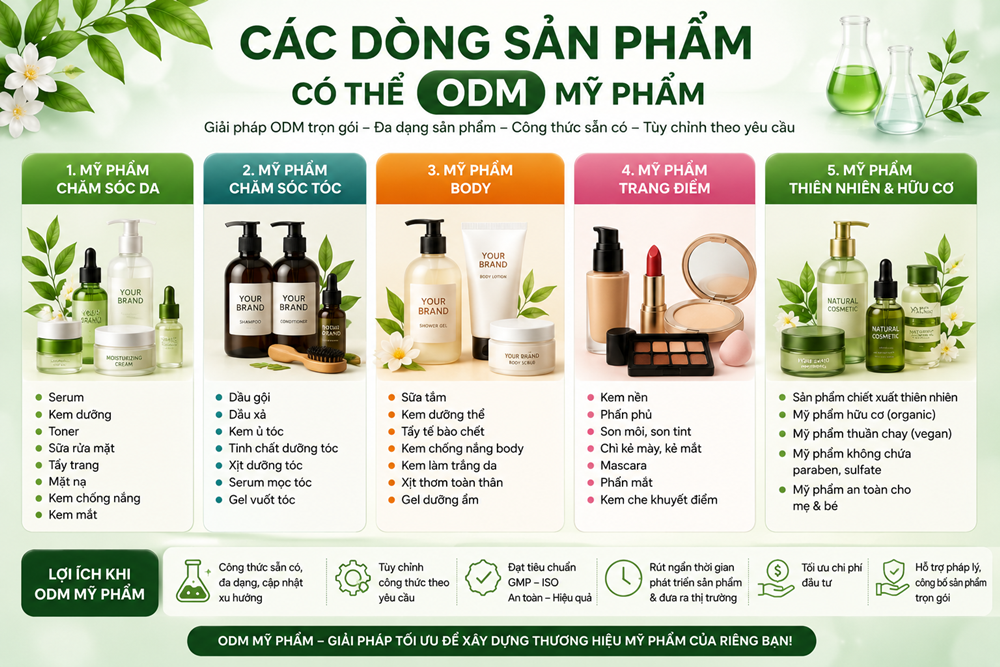 Các Dòng Sản Phẩm Có Thể ODM Mỹ Phẩm