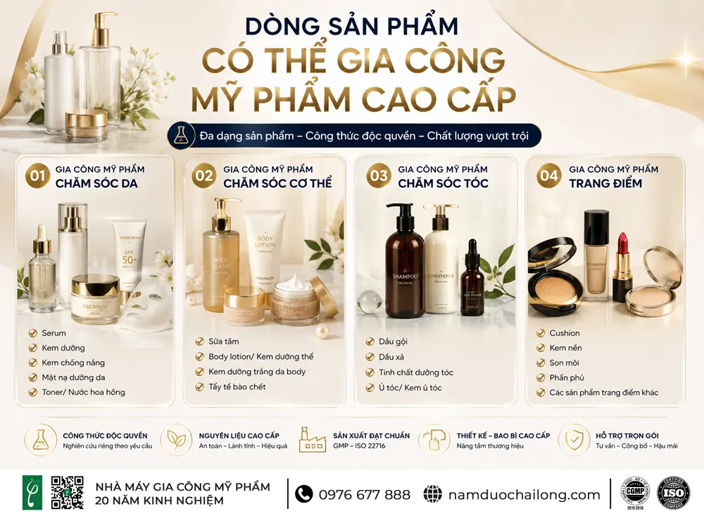 Dòng Sản Phẩm Có Thể Gia Công Mỹ Phẩm Cao Cấp
