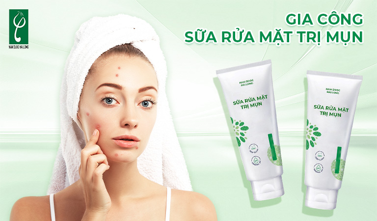 gia công sữa rửa mặt trị mụn
