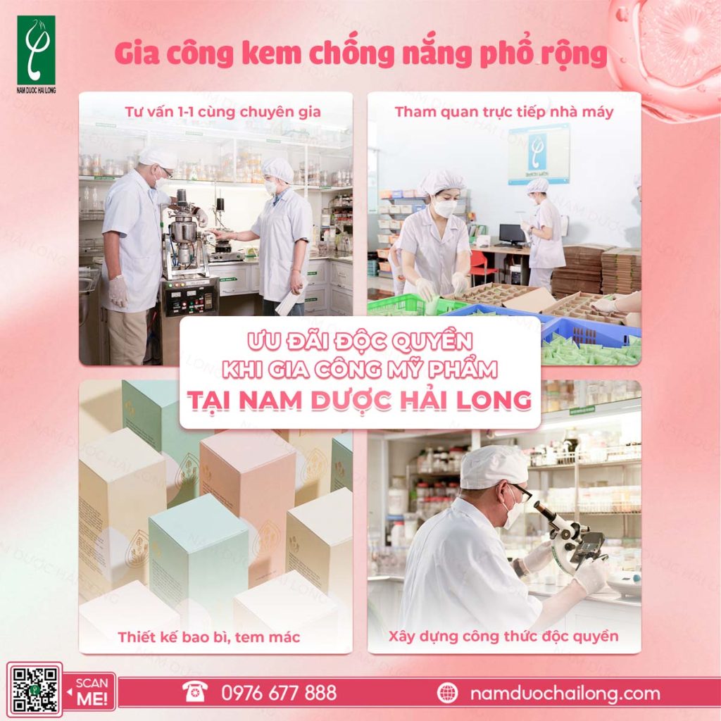 gia công kem chống nắng phổ rộng