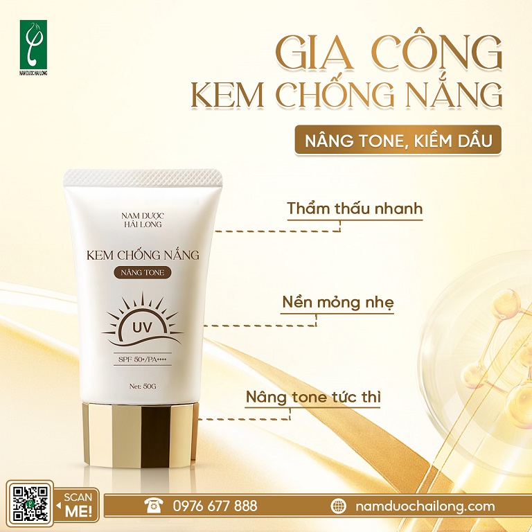 Nam dược Hải Long gia công kem chống nắng cho da dầu lành tính