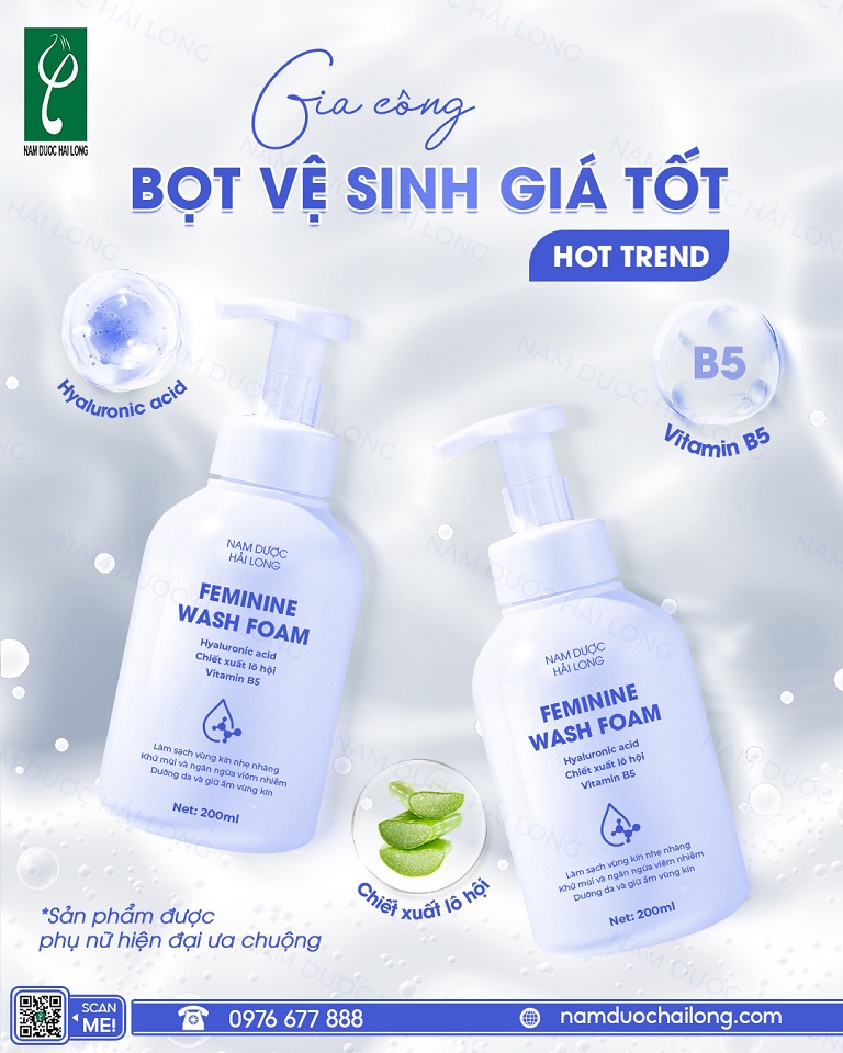Gia công dung dịch vệ sinh cho bé gái trọn gói từ A đến Z, hỗ trợ hoàn thiện pháp lý Nam dược Hải Long gia công dung dịch vệ sinh cho bé gái công thức chuẩn y khoa