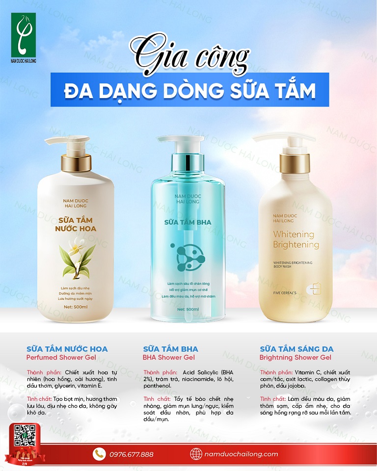 Gia công sữa tắm độc quyền