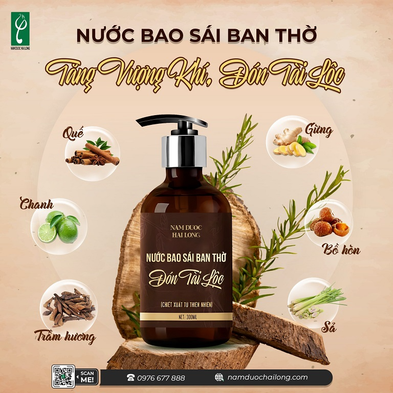 Các thành phần chính dùng để gia công nước bao sái bàn thờ