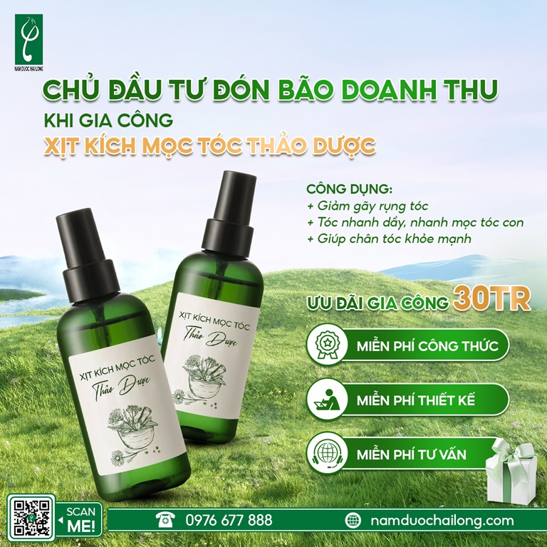 Gia công xịt dưỡng tóc thảo mộc