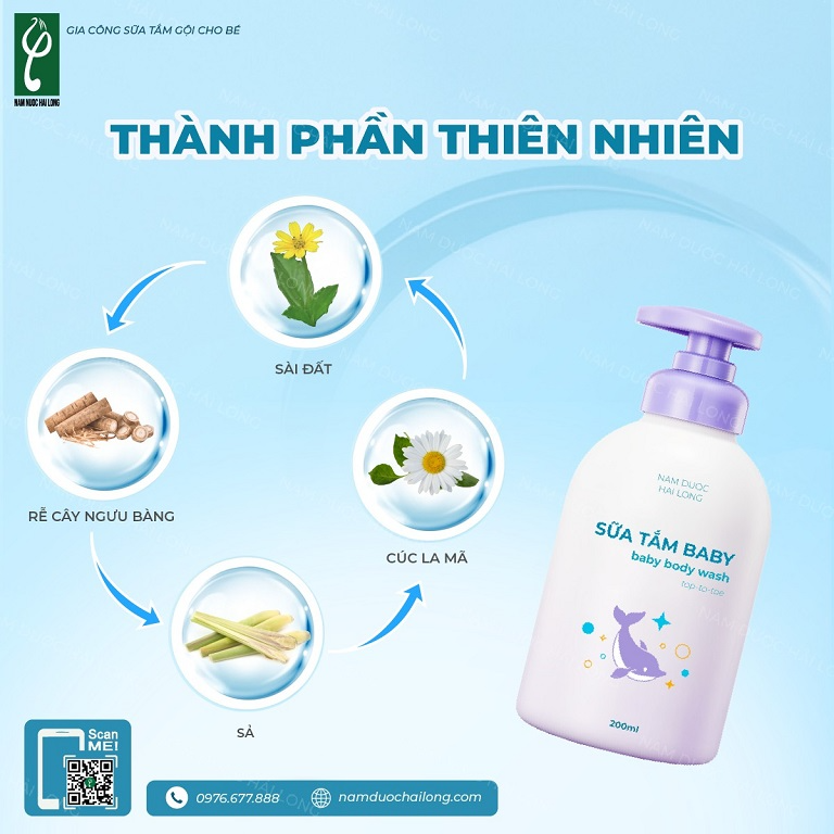 Thành phần chính để gia công sữa tắm cho bé