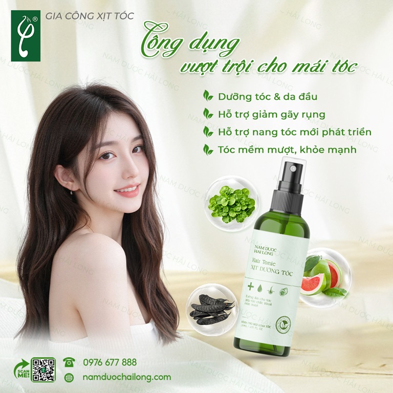 Nam Dược Hải Long gia công xịt dưỡng tóc thảo mộc lành tính