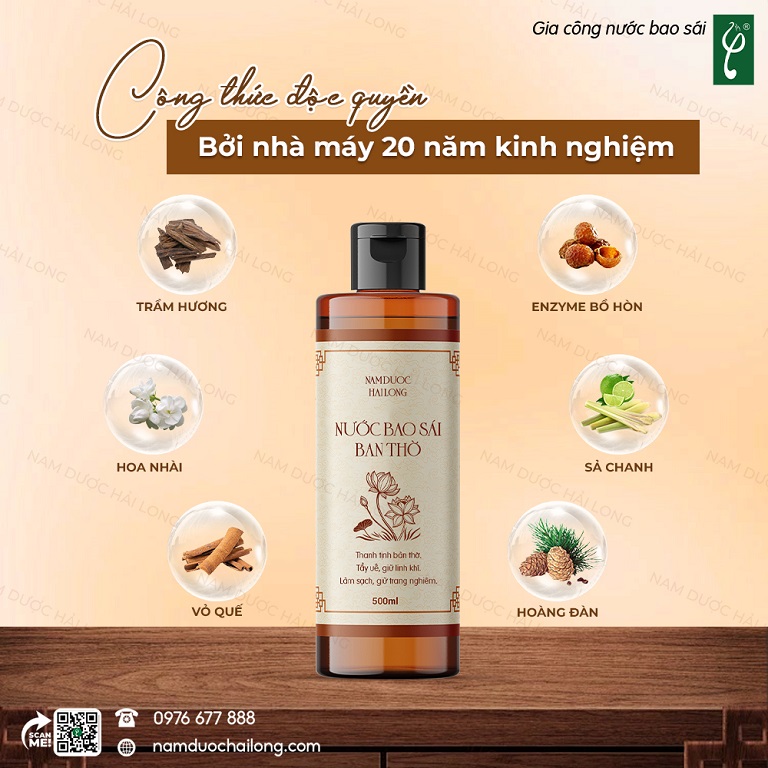 Nước bao sái dùng để lau dọn bàn thờ, bát hương và các vật phẩm thờ cúng