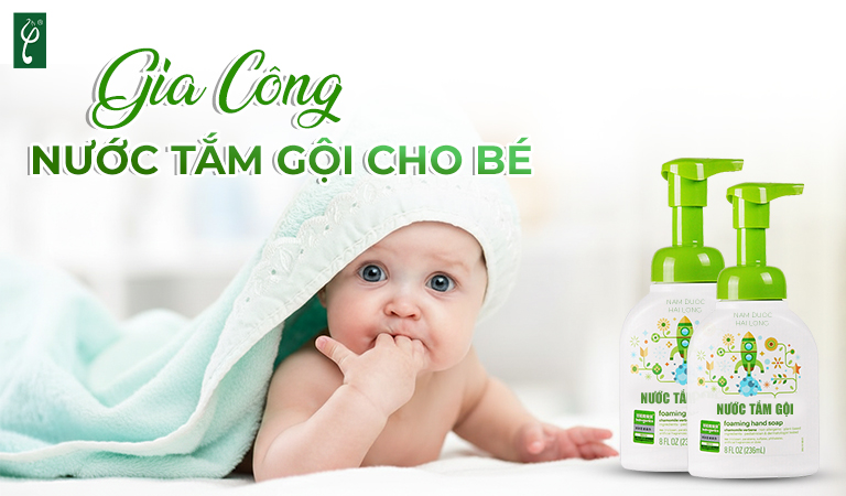 Gia công nước tắm gội cho bé