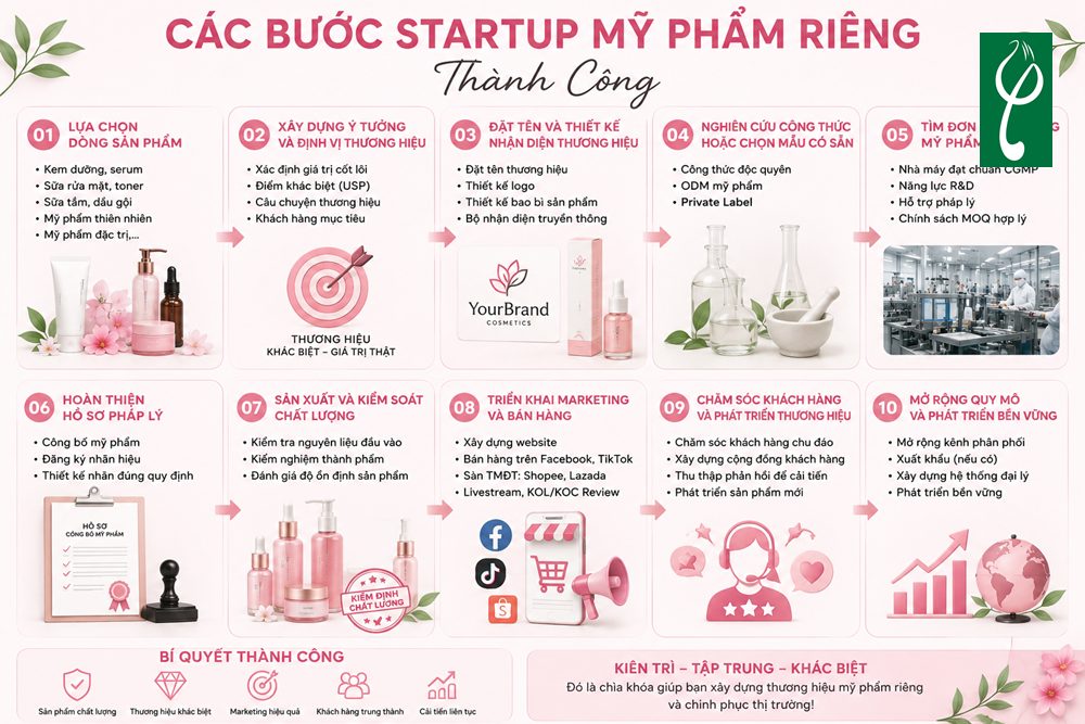 Startup Mỹ Phẩm Riêng – Hướng Dẫn Khởi Nghiệp Từ A-Z Các Bước Startup Mỹ Phẩm Riêng Thành Công