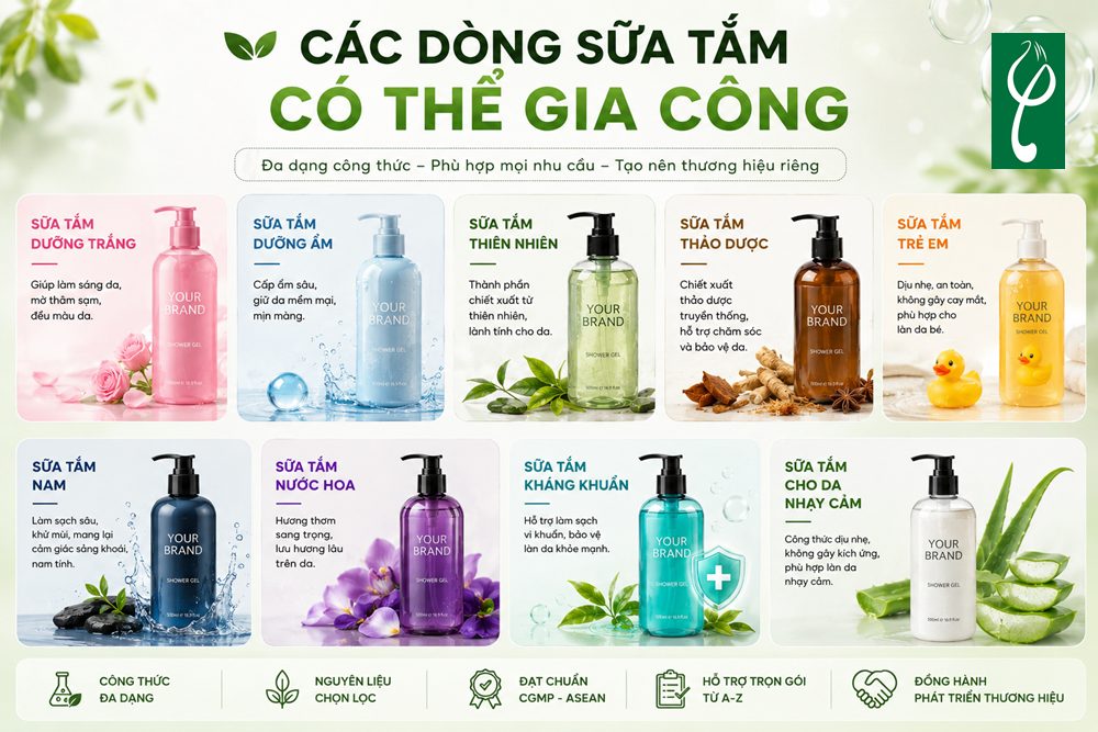 Các Dòng Sữa Tắm Có Thể Gia Công