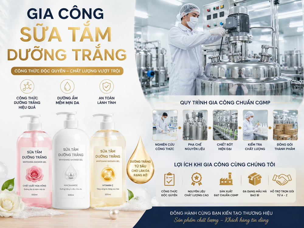 Đơn Vị Gia Công Sữa Tắm Dưỡng Trắng Trọn Gói Uy Tín Gia Công Sữa Tắm Dưỡng Trắng