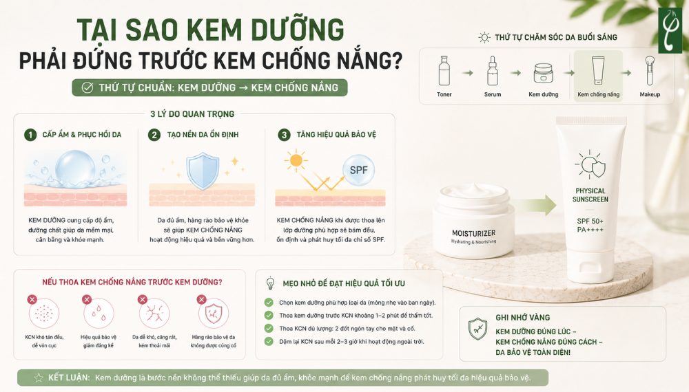 Có Nên Bôi Kem Chống Nắng Trước Hay Sau Kem Dưỡng? bôi kem chống nắng trước hay sau kem dưỡng