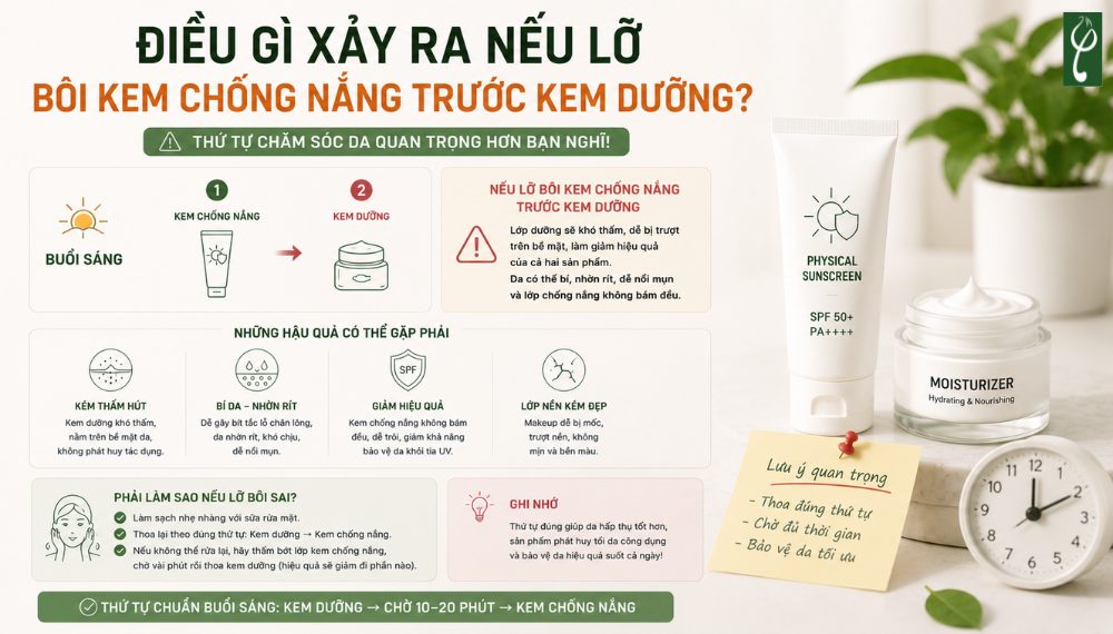 bôi kem chống nắng trước hay sau kem dưỡng 