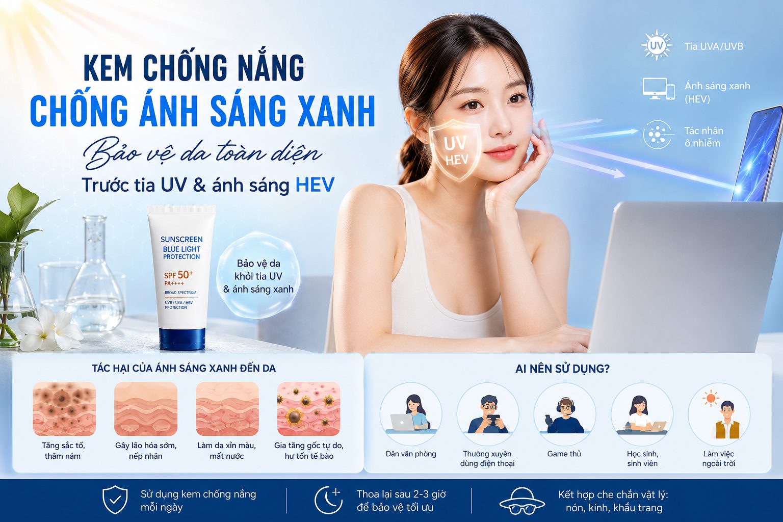 Kem Chống Nắng Chống Ánh Sáng Xanh Có Thực Sự Cần Thiết Cho Làn Da? Kem Chống Nắng Chống Ánh Sáng Xanh