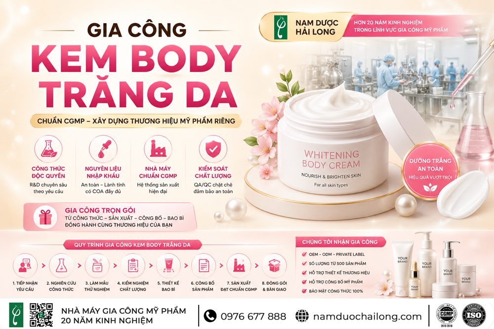 Các Dòng Kem Body Trắng Da Có Thể Gia Công