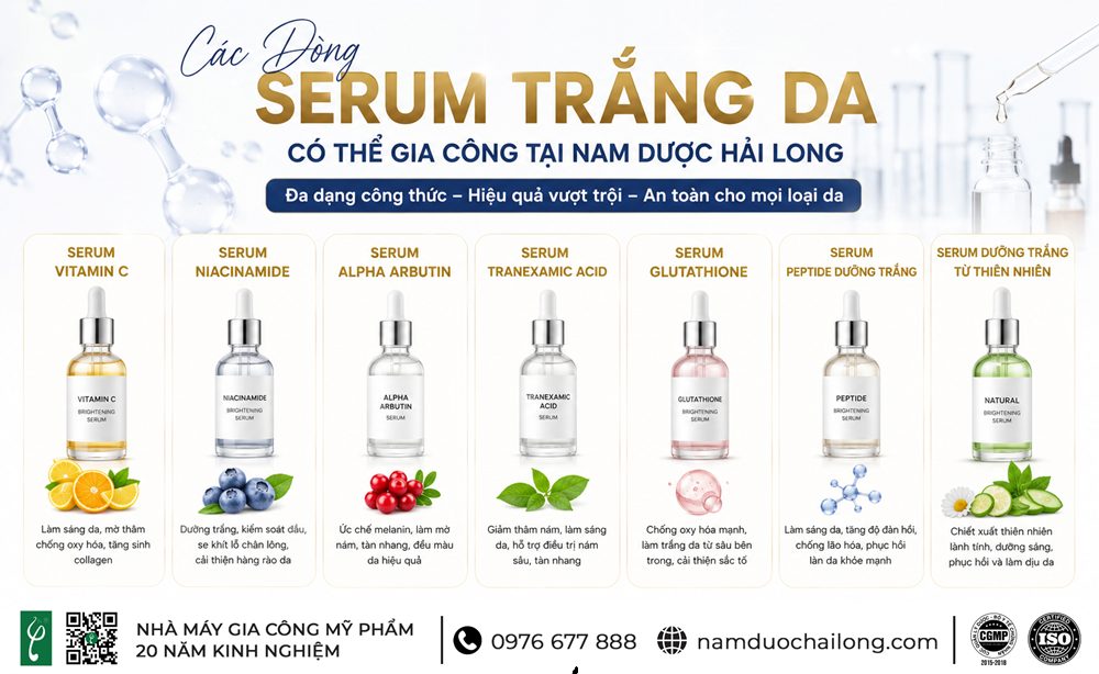 Các Dòng Serum Trắng Da Có Thể Gia Công