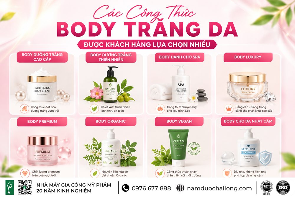 Gia Công Body Trắng Da Trọn Gói Chuẩn CGMP Gia Công Body Trắng Da
