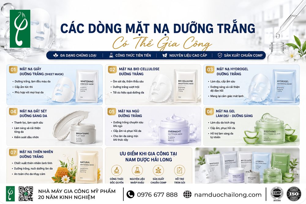 Gia Công Mặt Nạ Dưỡng Trắng Trọn Gói Gia Công Mặt Nạ Dưỡng Trắng
