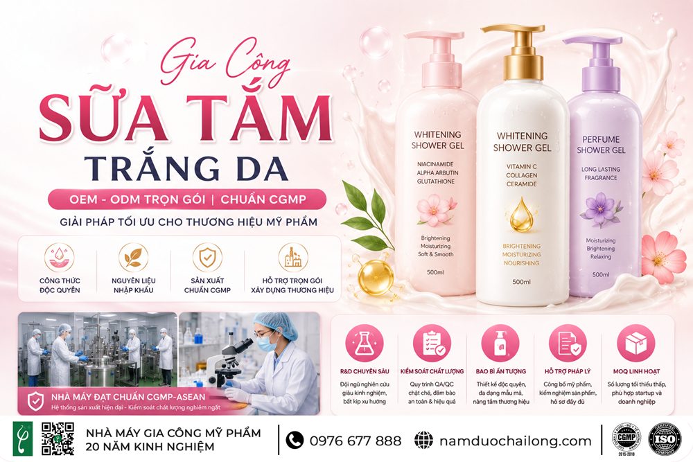Gia Công Sữa Tắm Trắng Da Theo Yêu Cầu Trọn Gói Gia Công Sữa Tắm Trắng Da