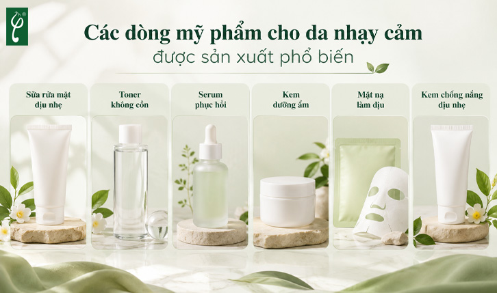Sản xuất mỹ phẩm cho da nhạy cảm độc quyền, chi phí tối ưu Sản xuất mỹ phẩm cho da nhạy cảm với công thức dịu nhẹ, nguyên liệu chọn lọc và quy trình kiểm soát chất lượng nghiêm ngặt.