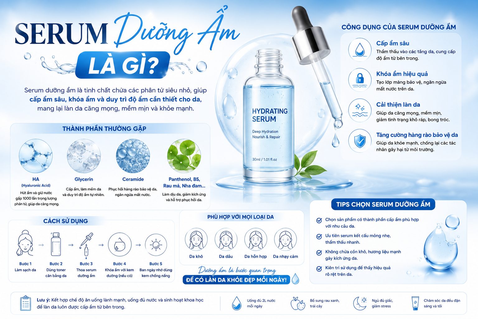 Serum Dưỡng Ẩm Là Gì? Công Dụng, Cách Chọn Và Cách Dùng Hiệu Quả Cho Từng Loại Da serum dưỡng ẩm là gì ?