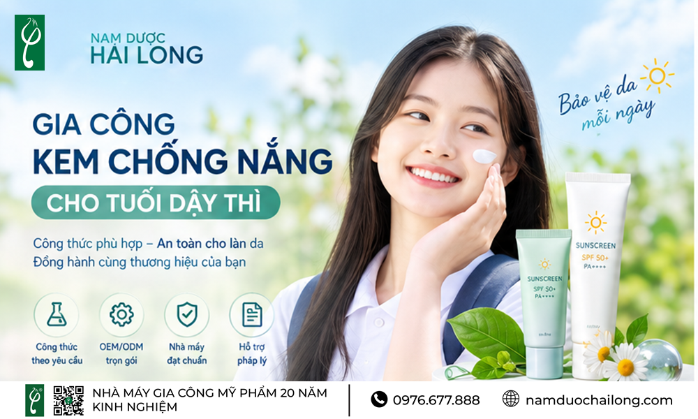 Gia Công Kem Chống Nắng Cho Tuổi Dậy Thì