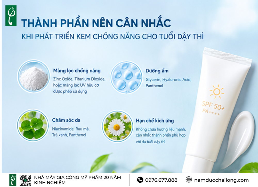 Gia Công Kem Chống Nắng Cho Tuổi Dậy Thì Trọn Gói, Theo Yêu Cầu Gia Công Kem Chống Nắng Cho Tuổi Dậy Thì