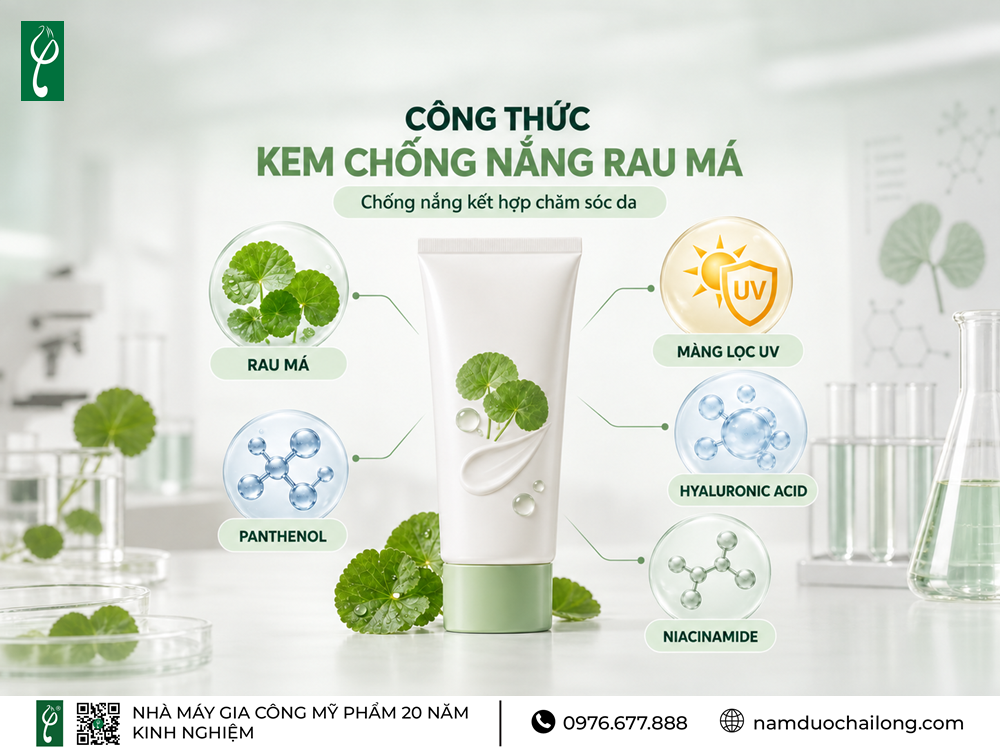 Gia Công Kem Chống Nắng Rau Má