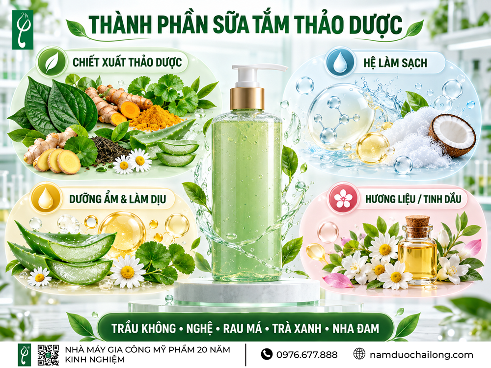 Gia Công Sữa Tắm Thảo Dược 