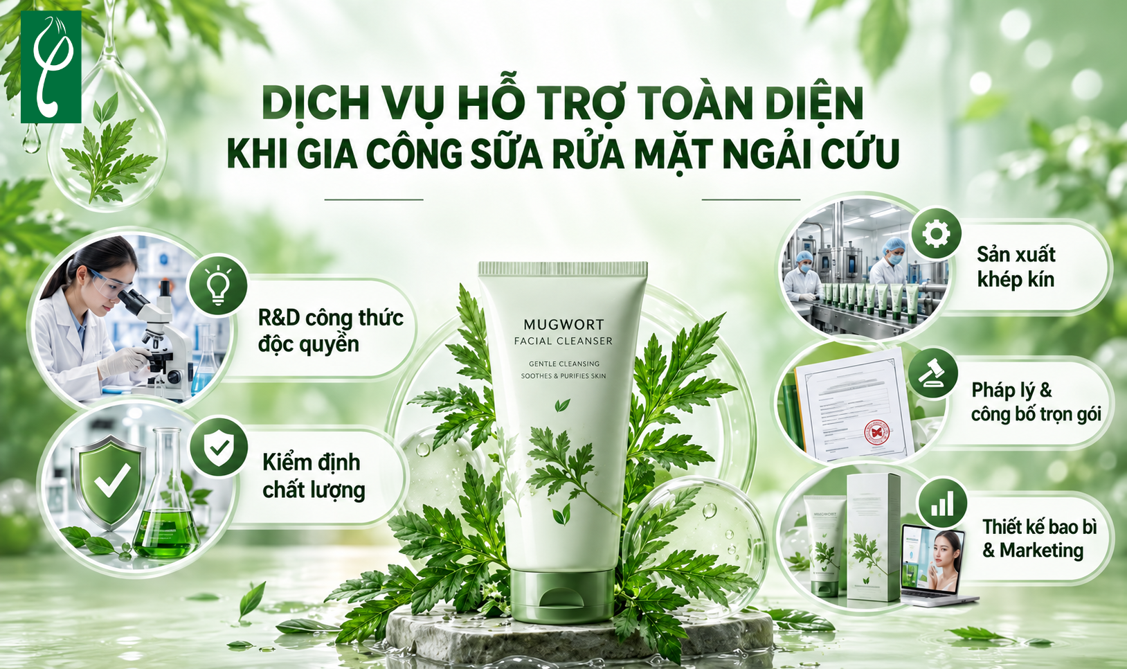 Gia công sữa rửa mặt ngải cứu - Giải pháp đột phá cho làn da nhạy cảm Dịch vụ hỗ trợ toàn diện khi gia công sữa rửa mặt ngải cứu tại Nam Dược Hải Long