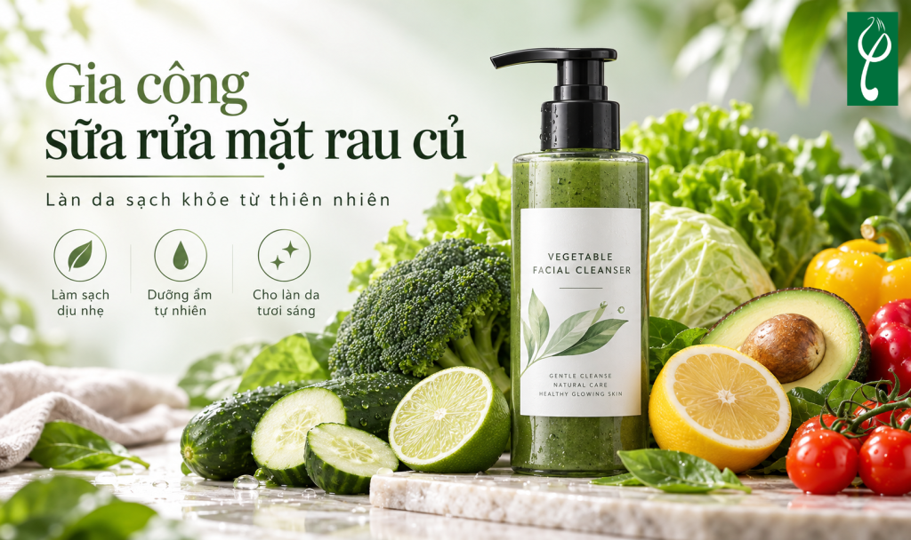 Dịch vụ gia công sữa rửa mặt rau củ - Lành tính, Chiết xuất thiên nhiên gia cong sua rua mat rau cu