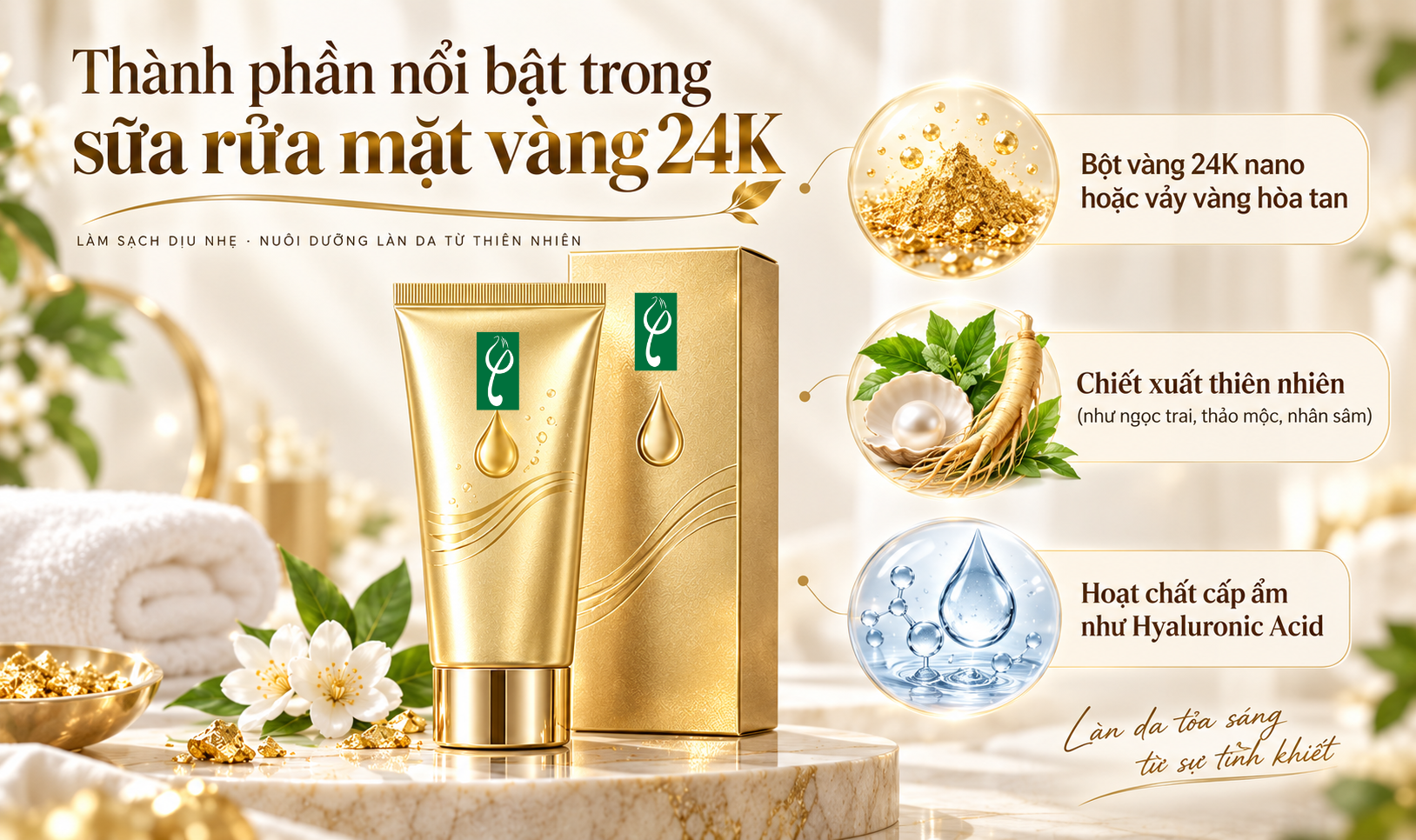 Thành phần nổi bật trong sữa rửa mặt vàng 24K