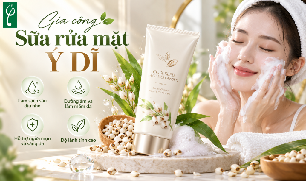 Gia công sữa rửa mặt ý dĩ trọn gói - Nam Dược Hải Long gia cong sua rua mat y di 4