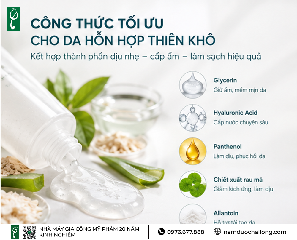 Gia Công Sữa Rửa Mặt Cho Da Hỗn Hợp Thiên Khô Trọn Gói Gia Công Sữa Rửa Mặt Cho Da Hỗn Hợp Thiên Khô