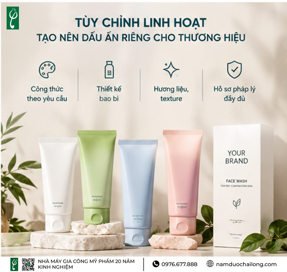 Gia Công Sữa Rửa Mặt Cho Da Hỗn Hợp Thiên Khô Trọn Gói Gia Công Sữa Rửa Mặt Cho Da Hỗn Hợp Thiên Khô