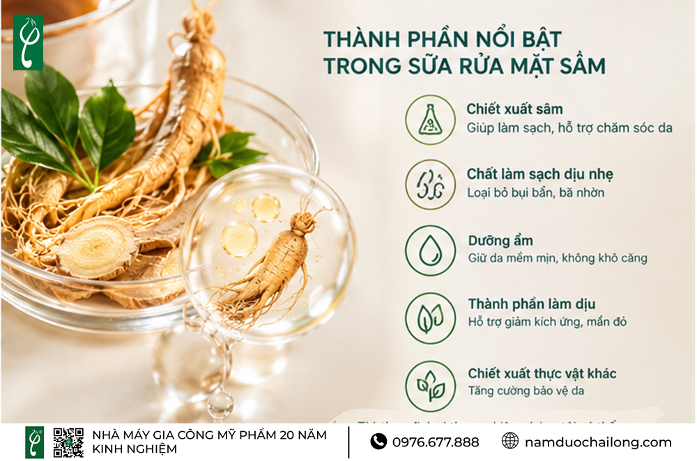 Gia Công Sữa Rửa Mặt Sâm Theo Yêu Cầu, Trọn Gói Gia Công Sữa Rửa Mặt Sâm