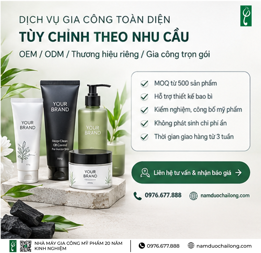 Gia Công Sữa Rửa Mặt Than Tre Theo Yêu Cầu, Trọn Gói Gia Công Sữa Rửa Mặt Than Tre