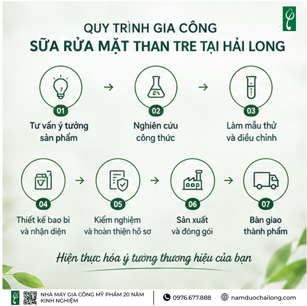 Gia Công Sữa Rửa Mặt Than Tre Theo Yêu Cầu, Trọn Gói Gia Công Sữa Rửa Mặt Than Tre