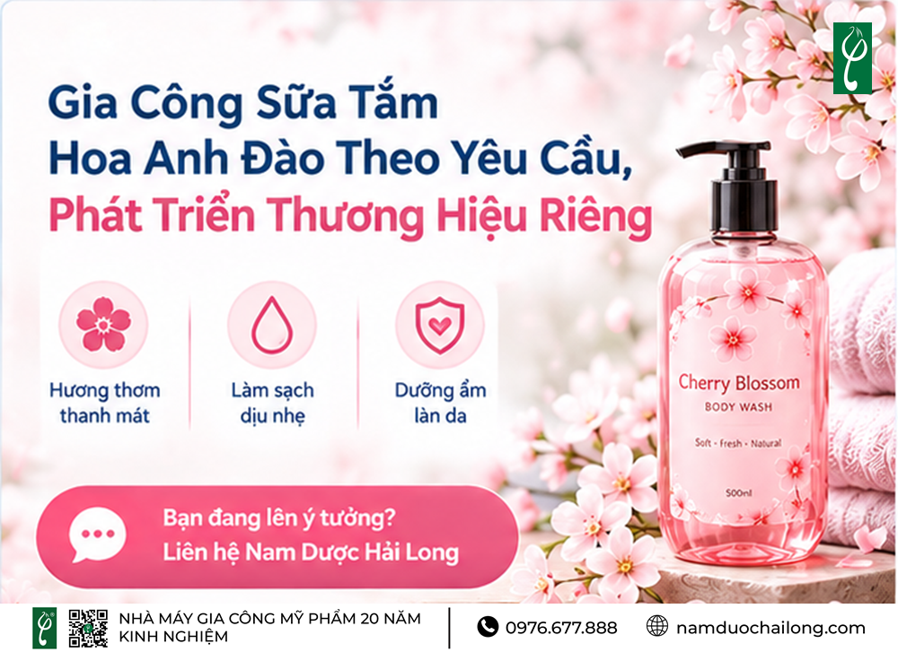 Gia Công Sữa Tắm Hoa Anh Đào